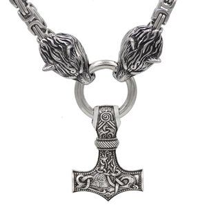 Stainless Steel Nordic Viking Wolf Head Necklace